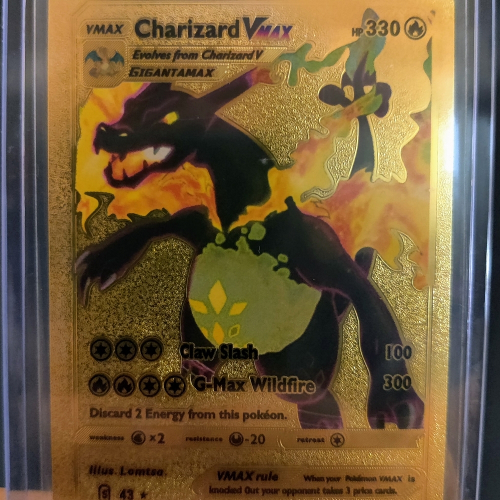 Wildfire Charizard VMAX Gigantamax Gold Foil Pokemon FanArt Card 330hp